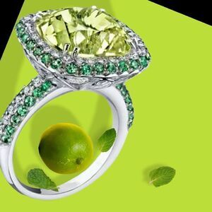 STUNNING 4.75 CTTW WHITE GOLD DIPPED PERIDOT AQUAMARINE ENGAGEMENT RING 6,7,9,10